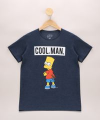 Camiseta-Juvenil--Cool-Man---Bart-Simpsons-Manga-Curta-Gola-Careca-Azul-9970348-Azul_1