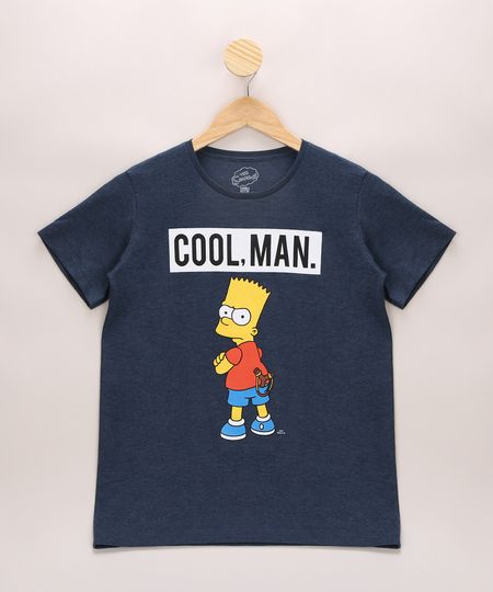 Camiseta-Juvenil--Cool-Man---Bart-Simpsons-Manga-Curta-Gola-Careca-Azul-9970348-Azul_1