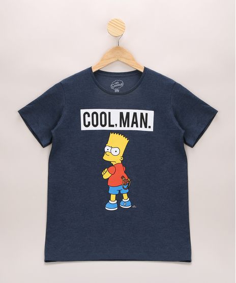 Camiseta-Juvenil--Cool-Man---Bart-Simpsons-Manga-Curta-Gola-Careca-Azul-9970348-Azul_1