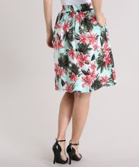 Saia-Evase-Estampada-Floral-com-Folhagens-Verde-Claro-8757684-Verde_Claro_2