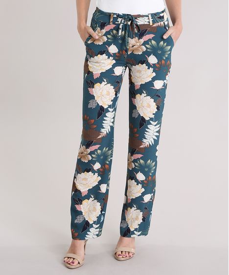 calça estampada floral