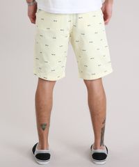 Bermuda-Slim-Estampada-de-Peixes-Amarela-8776055-Amarelo_2