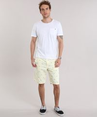 Bermuda-Slim-Estampada-de-Peixes-Amarela-8776055-Amarelo_3