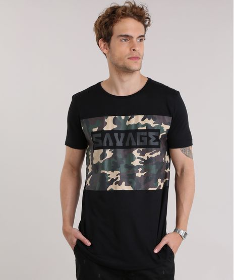 Camiseta--Savage--com-Estampa-Camuflada-Preta-8908856-Preto_1