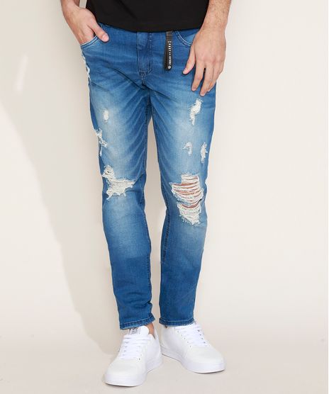 Calca-Jeans-Masculina-Skinny-Destroyed-Azul-Medio-9966115-Azul_Medio_1