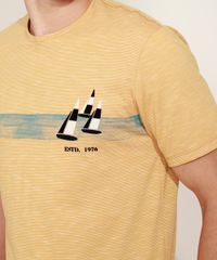 Camiseta-Masculina-Barco-com-Faixa-Manga-Curta-Gola-Careca-Amarela-9970183-Amarelo_5