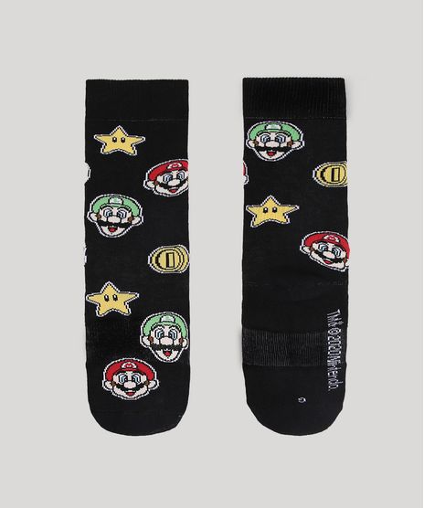 Meia-Infantil-Lupo-Cano-Alto-Divertida-Mario-Bros-Preta-9971748-Preto_1