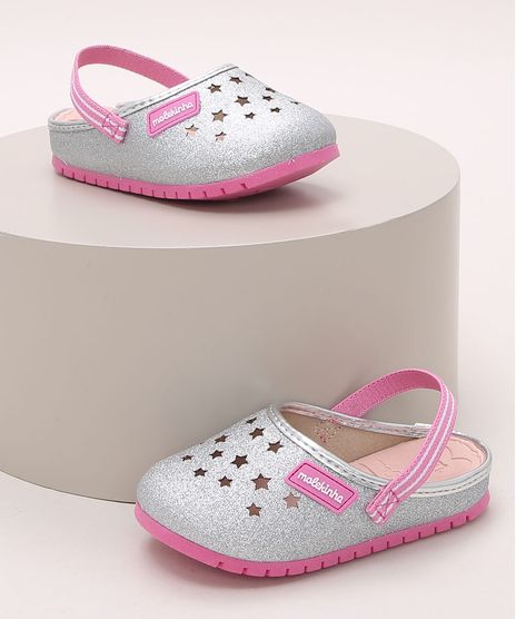 Babuche-Infantil-Molekinha-com-Vazado-Estrelas-Prateada-9973891-Prateada_1
