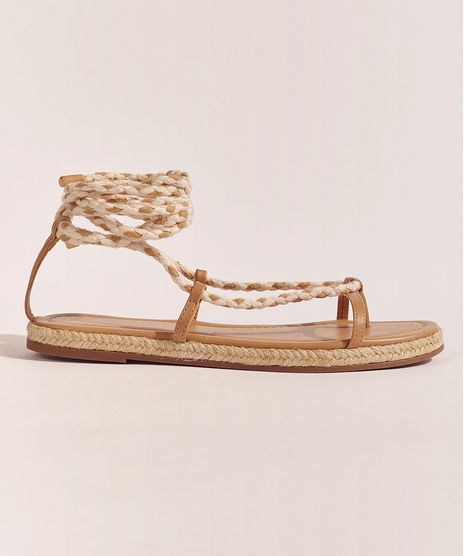 Rasteirinha-Feminina-Hype-Beachwear-com-Corda-Para-Laco-Bege-Claro-9973283-Bege_Claro_1