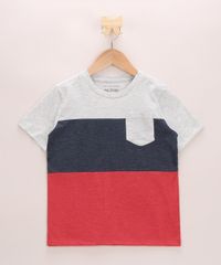 Camiseta-Infantil-com-Recortes-Contrastante-e-Bolso-Manga-Curta-Gola-Careca-Cinza-Mescla-Claro-9968790-Cinza_Mescla_Claro_1