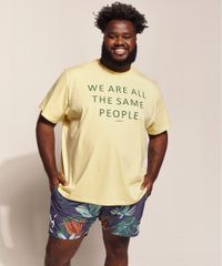 Camiseta-Masculina-Pipe-Plus-Size--The-Same-People-----Manga-Curta-Gola-Careca-Amarelo-Claro-9970444-Amarelo_Claro_1