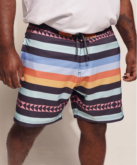 Bermuda-Surf-Masculina-Pipe-Plus-Size-Listrado-Etnico-com-Bolsos-e-Cordao-Multicor-9970203-Multicor_1