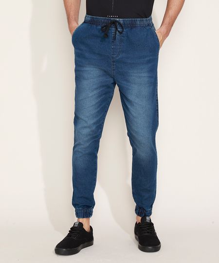 Calca-Jeans-Masculina-Jogger-com-Bolsos-Azul-Escuro-9583522-Azul_Escuro_1