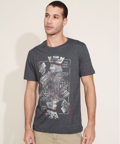 Camiseta-Masculina--The-King-s-Drink--Manga-Curta-Gola-Careca-Cinza-Mescla-Escuro-9592589-Cinza_Mescla_Escuro_1