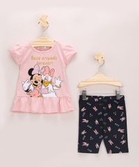 Conjunto-Infantil-Minnie-e-Margarida-de-Blusa-Manga-Curta-Rosa---Bermuda-Ciclista-Preto-9963644-Preto_1