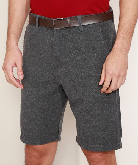 Bermuda-de-Sarja-Masculina-Reta-com-Cinto-Cinza-Escuro-9966068-Cinza_Escuro_1