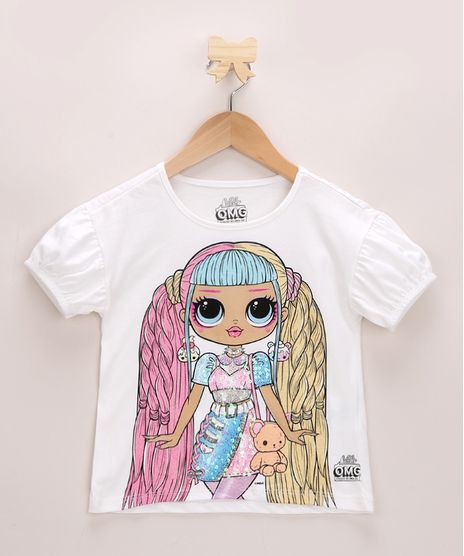 Blusa-Infantil-LOL-OMG-com-Paetes-Manga-Curta-Bufante-Decote-Redondo-Off-White-9959644-Off_White_1