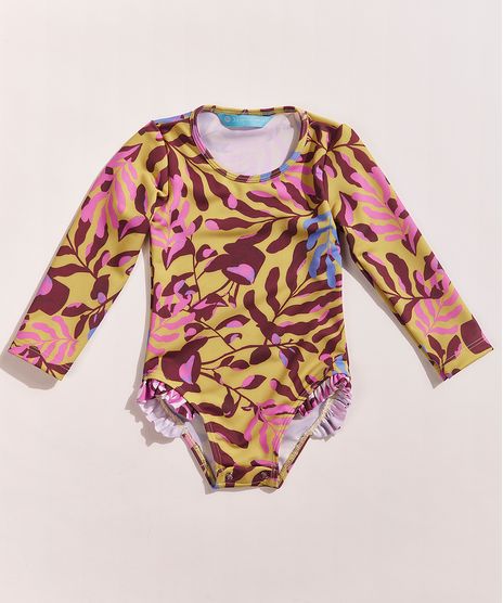Maio-Infantil-EMI-Beachwear-Estampado-Folhagem-Meninas-Manga-Longa-com-Protecao-UV50--Mostarda-9962504-Mostarda_1