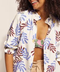 Camisa-Feminina-EMI-Beachwear-Estampada-Folhagem-Meninas-Manga-3-4-com-Babados-Off-White-9963008-Off_White_4