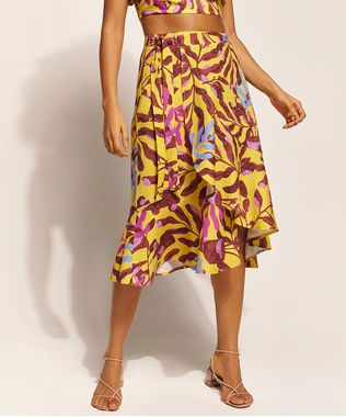 Saia-Feminina-EMI-Beachwear-Midi-Estampada-Folhagem-Meninas-Transpassada-com-Babado-Mostarda-9963073-Mostarda_1