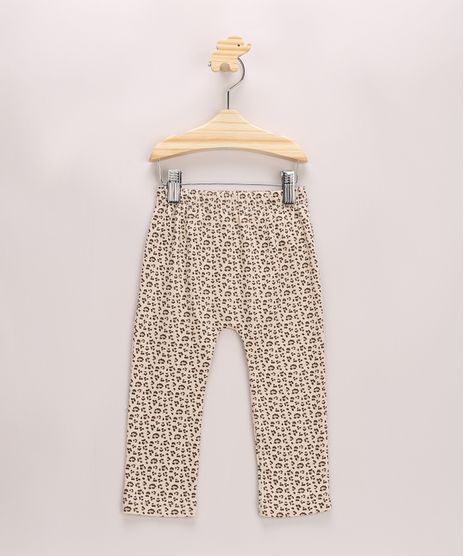 Calca-Infantil-Estampada-Animal-Print-de-Onca-com-Patch-de-Gatinho-Bege-9948323-Bege_1