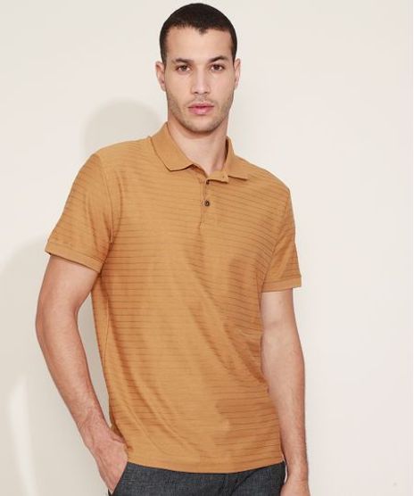 Polo-Masculina-Estampada-Listrada-Manga-Curta-Marrom-9942889-Marrom_1
