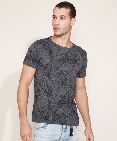 Camiseta-Masculina-Estampada-Folhagem-Maga-Curta-Gola-Careca-Cinza-Mescla-Escuro-9961031-Cinza_Mescla_Escuro_1