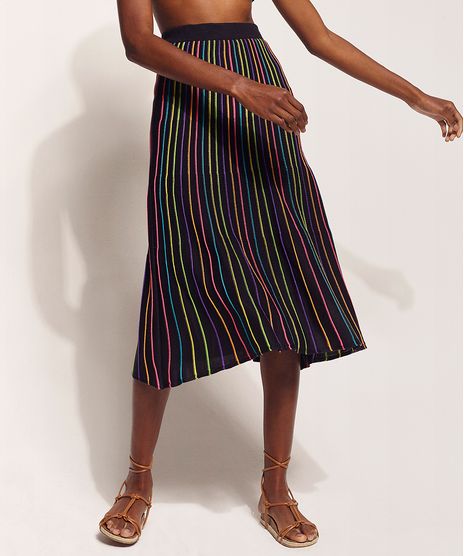 Saia-de-Trico-Feminina-Hype-Beachwear-Midi-Listrada-Preta-9962215-Preto_1