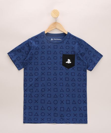 Camiseta-Infantil-Playstation-Estampado-com-Bolso-Manga-Curta-Gola-Careca-Azul-9955939-Azul_1