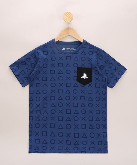 Camiseta-Infantil-Playstation-Estampado-com-Bolso-Manga-Curta-Gola-Careca-Azul-9955939-Azul_1
