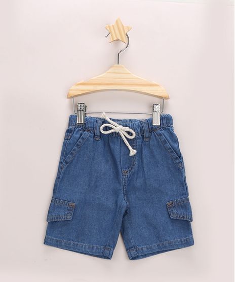 Bermuda-Jeans-Infantil-Cargo-com-Bolsos-Azul-Medio-9964613-Azul_Medio_1