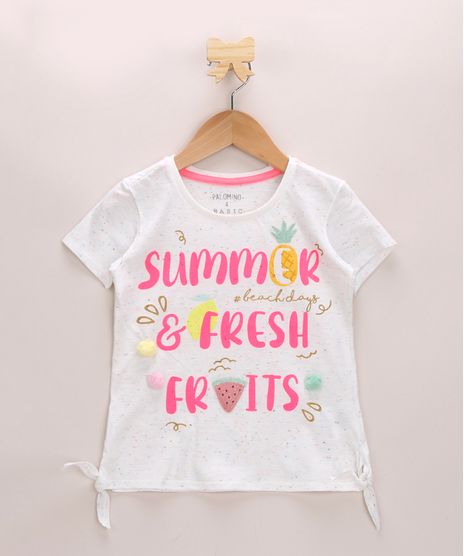 Blusa-Infantil--Summer-e-Fresh--Neon-com-No-Manga-Curta-Decote-Redondo-Off-White-9966182-Off_White_1