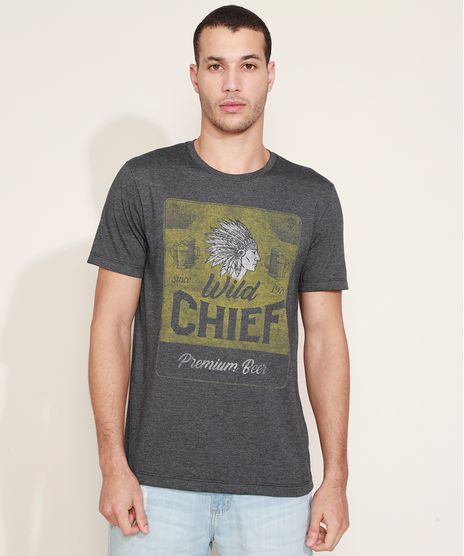 Camiseta-Masculina--Wild-Chief--Manga-Curta-Gola-Careca-Cinza-Mescla-Escuro-9961760-Cinza_Mescla_Escuro_1