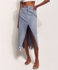 Saia-Jeans-Feminina-Hype-Beachwear-Midi-com-Fenda-e-Cinto-Azul-Medio-9970326-Azul_Medio_1