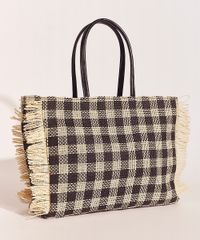 Bolsa-Feminina-Shopper-EMI-Beachwear-de-Palha-Xadrez-Preta-9960274-Preto_1