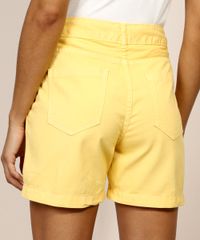 Short-de-Sarja-Feminino-Midi-Alfaiatado-Cintura-Alta-com-Bolsos-Amarelo-Claro-9967133-Amarelo_Claro_2