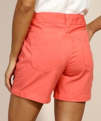 Short-de-Sarja-Feminino-Midi-Alfaiatado-Cintura-Alta-com-Bolsos-Coral-9967135-Coral_2