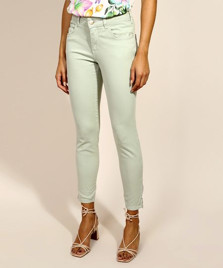 Calca-de-Sarja-Feminina-Super-Skinny-Push-up-Cintura-Media-Verde-Claro-9973911-Verde_Claro_1