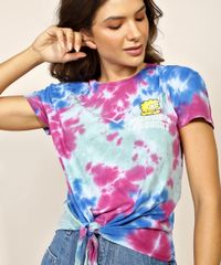 Blusa-Feminina-Os-Simpsons-Estampada-Tie-Dye-com-No-Manga-Curta-Multicor-9960136-Multicor_1