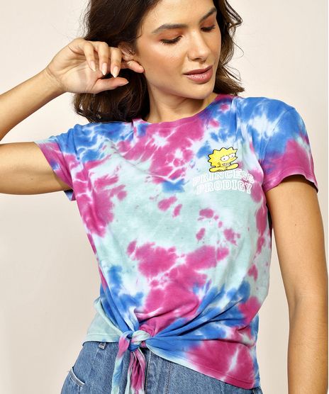 Blusa-Feminina-Os-Simpsons-Estampada-Tie-Dye-com-No-Manga-Curta-Multicor-9960136-Multicor_1