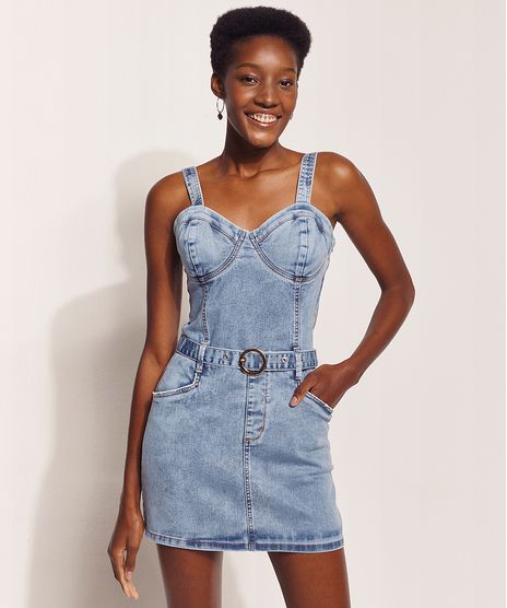 Vestido-Jeans-Feminino-Hype-Beachwear-Curto-Marmorizado-com-Cinto-Alca-Media-Azul-Claro-9972440-Azul_Claro_1