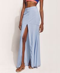 Saia-Jeans-Feminina-Hype-Beachwear-Longa-com-Recorte-e-Fenda-Azul-Claro-9970327-Azul_Claro_1