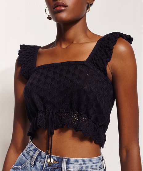 Top-Cropped-de-Trico-Feminino-Hype-Beachwear-com-Babado-na-Alca-Decote-Reto-Preto-9962218-Preto_1