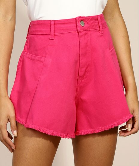 Short-de-Sarja-Feminino-Sawary-Gode-Cintura-Super-Alta-com-Barra-Desfiada-Rosa-9974669-Rosa_1