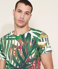 Camiseta-Masculina-Slim-Estampada-de-Folhagens-Manga-Curta-Gola-Careca-Verde-9967065-Verde_4