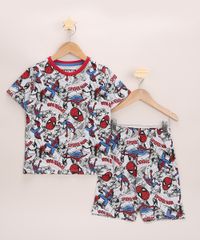 Pijama-Infantil-Homem-Aranha-Estampado-Manga-Curta-Cinza-Claro-9963719-Cinza_Claro_1