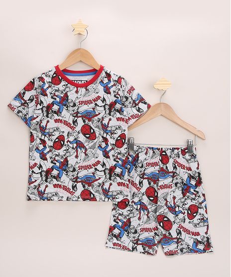 Pijama-Infantil-Homem-Aranha-Estampado-Manga-Curta-Cinza-Claro-9963719-Cinza_Claro_1