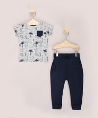 Conjunto-Infantil-de-Camiseta-Estampado-de-Bichos-Cinza-Mescla---Calca-em-Moletom-Azul-Marinho-9968229-Azul_Marinho_1