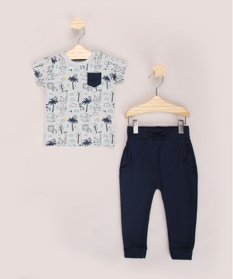 Conjunto-Infantil-de-Camiseta-Estampado-de-Bichos-Cinza-Mescla---Calca-em-Moletom-Azul-Marinho-9968229-Azul_Marinho_1