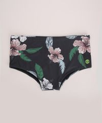 Sunga-Masculina-Tradicional-Estampada-Floral-com-Protecao-UV50--Preta-9970085-Preto_1